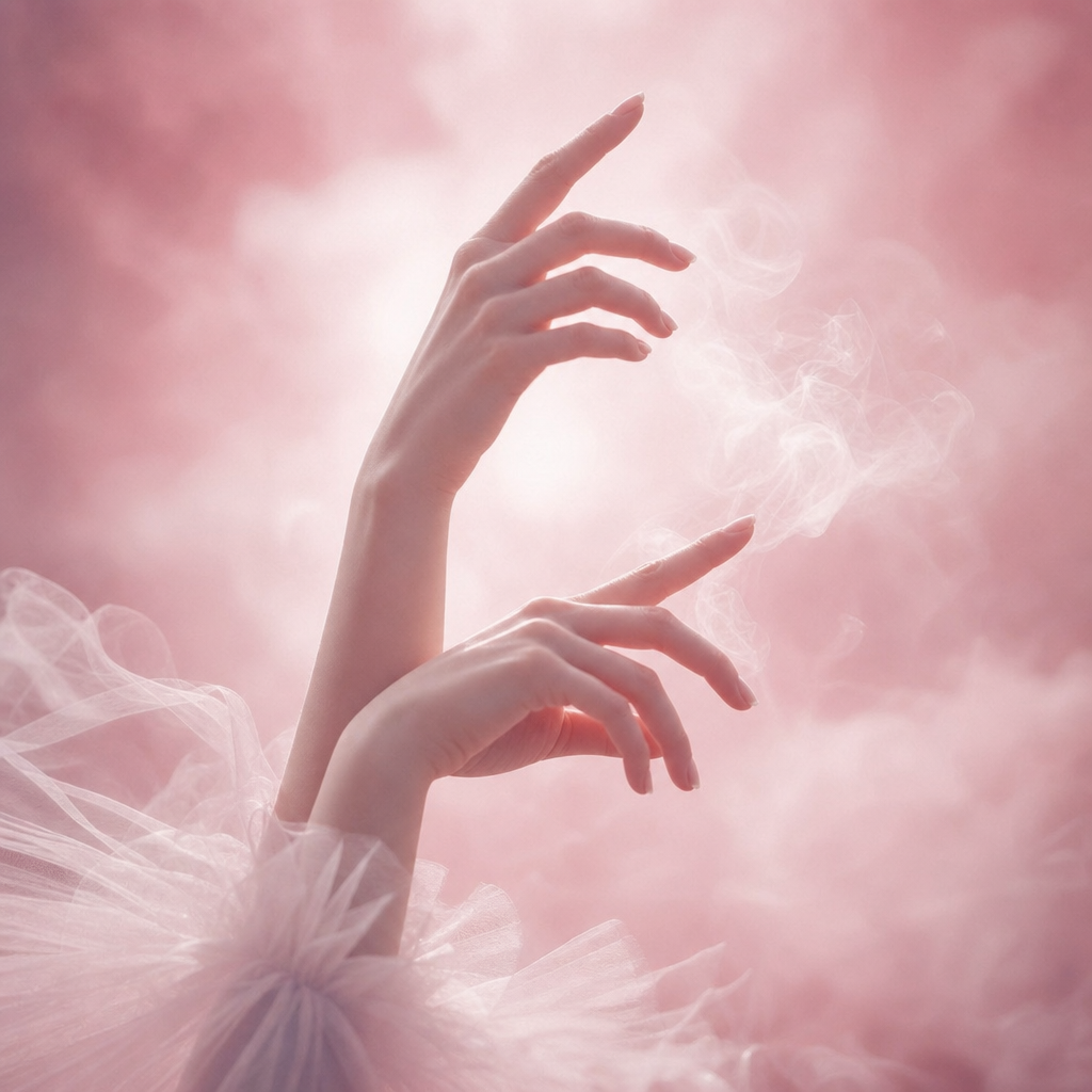 Detail — hands in tulle